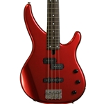 Yamaha TRBX174-RM 4-String; solid mahogany body, maple neck, rosewood fingerboard, one split single-coil and one straight single-coil pickup; Red Metallic