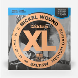 D'Addario EXL115W XL 11-49 Electric Nickel Medium Wound-3rd Strings