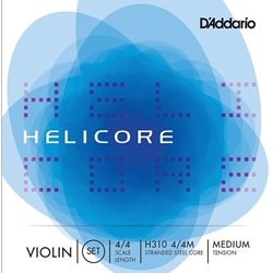 D'Addario H3104/4M Helicore 4/4 Violin String Set, Steel Core