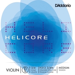 D'Addario H3133/4M Helicore 3/4 Violin D String - Single String ONLY