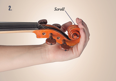 Violin in palm close up
